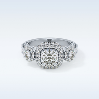 0.84 CT Cluster Engagement Ring Featuring Round Moissanite