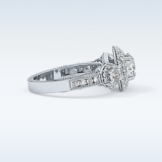 0.84 CT Cluster Engagement Ring Featuring Round Moissanite