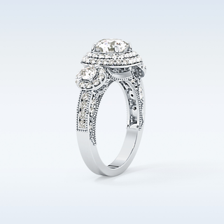 0.84 CT Cluster Engagement Ring Featuring Round Moissanite