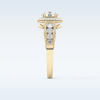 1.05 CT Double Halo & Pave Engagement Ring Featuring Round Moissanite