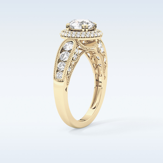 1.05 CT Double Halo & Pave Engagement Ring Featuring Round Moissanite