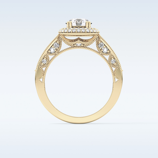 1.05 CT Double Halo & Pave Engagement Ring Featuring Round Moissanite