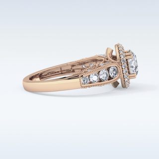 1.05 CT Double Halo & Pave Engagement Ring Featuring Round Moissanite