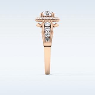 1.05 CT Double Halo & Pave Engagement Ring Featuring Round Moissanite