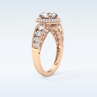 1.05 CT Double Halo & Pave Engagement Ring Featuring Round Moissanite