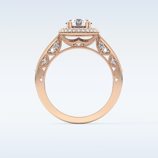1.05 CT Double Halo & Pave Engagement Ring Featuring Round Moissanite