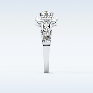 1.05 CT Double Halo & Pave Engagement Ring Featuring Round Moissanite