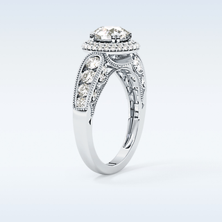 1.05 CT Double Halo & Pave Engagement Ring Featuring Round Moissanite