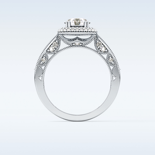 1.05 CT Double Halo & Pave Engagement Ring Featuring Round Moissanite