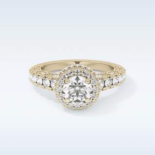 1.05 CT Halo & Pave Engagement Ring Featuring Round Moissanite