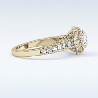 1.05 CT Halo & Pave Engagement Ring Featuring Round Moissanite