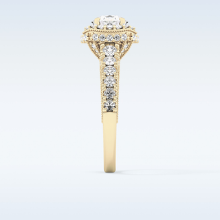 1.05 CT Halo & Pave Engagement Ring Featuring Round Moissanite