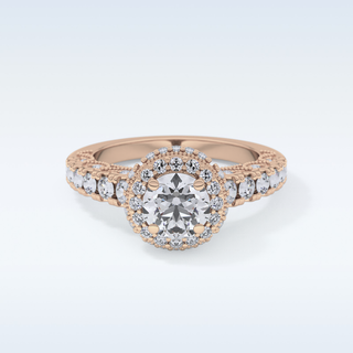 1.05 CT Halo & Pave Engagement Ring Featuring Round Moissanite