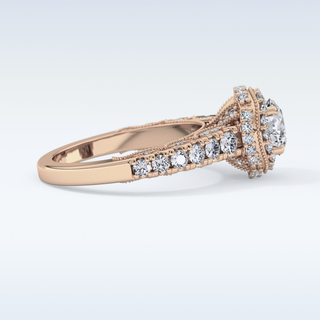 1.05 CT Halo & Pave Engagement Ring Featuring Round Moissanite