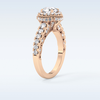 1.05 CT Halo & Pave Engagement Ring Featuring Round Moissanite