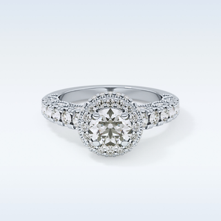 1.05 CT Halo & Pave Engagement Ring Featuring Round Moissanite