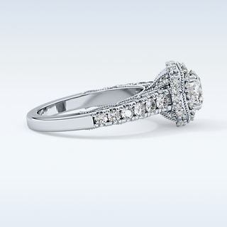 1.05 CT Halo & Pave Engagement Ring Featuring Round Moissanite