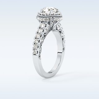 1.05 CT Halo & Pave Engagement Ring Featuring Round Moissanite