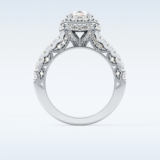 1.05 CT Halo & Pave Engagement Ring Featuring Round Moissanite