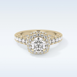 1.15 CT Halo & Pave Engagement Ring Featuring Round Moissanite