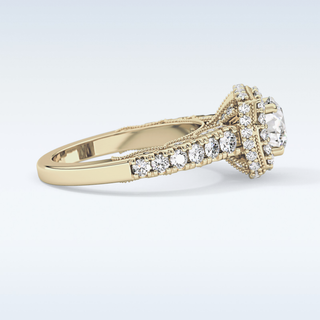 1.15 CT Halo & Pave Engagement Ring Featuring Round Moissanite