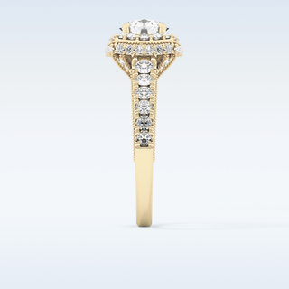 1.15 CT Halo & Pave Engagement Ring Featuring Round Moissanite