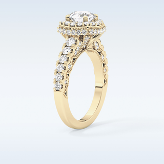 1.15 CT Halo & Pave Engagement Ring Featuring Round Moissanite