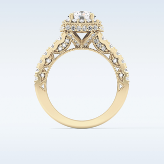 1.15 CT Halo & Pave Engagement Ring Featuring Round Moissanite