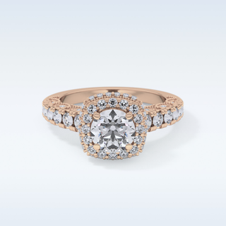 1.15 CT Halo & Pave Engagement Ring Featuring Round Moissanite