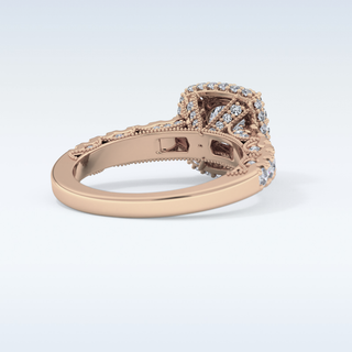 1.15 CT Halo & Pave Engagement Ring Featuring Round Moissanite