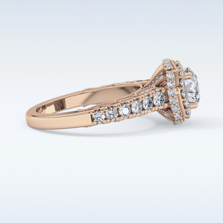 1.15 CT Halo & Pave Engagement Ring Featuring Round Moissanite