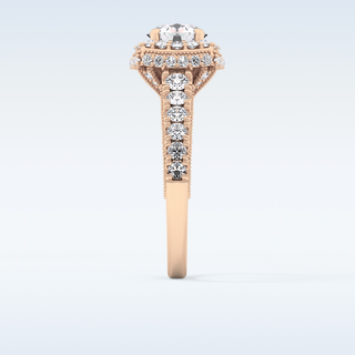 1.15 CT Halo & Pave Engagement Ring Featuring Round Moissanite