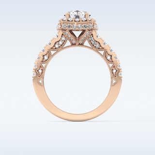 1.15 CT Halo & Pave Engagement Ring Featuring Round Moissanite