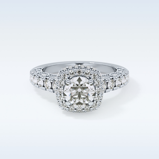 1.15 CT Halo & Pave Engagement Ring Featuring Round Moissanite