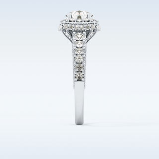 1.15 CT Halo & Pave Engagement Ring Featuring Round Moissanite