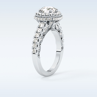 1.15 CT Halo & Pave Engagement Ring Featuring Round Moissanite