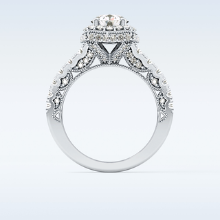 1.15 CT Halo & Pave Engagement Ring Featuring Round Moissanite