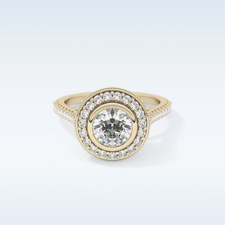 0.84 CT Halo & Pave Engagement Ring Featuring Round Moissanite