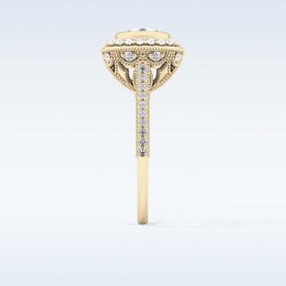 0.84 CT Halo & Pave Engagement Ring Featuring Round Moissanite