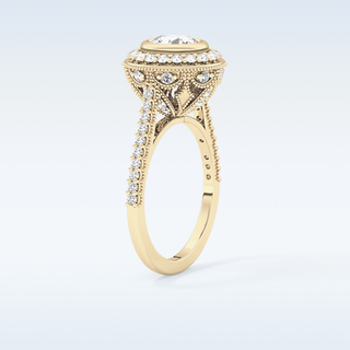 0.84 CT Halo & Pave Engagement Ring Featuring Round Moissanite