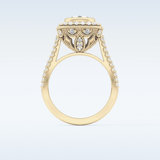 0.84 CT Halo & Pave Engagement Ring Featuring Round Moissanite