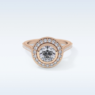 0.84 CT Halo & Pave Engagement Ring Featuring Round Moissanite