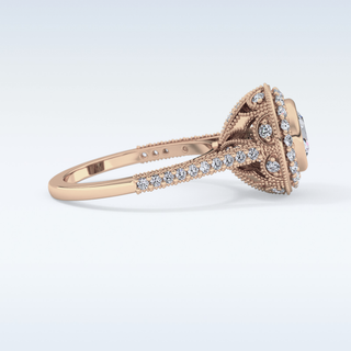 0.84 CT Halo & Pave Engagement Ring Featuring Round Moissanite