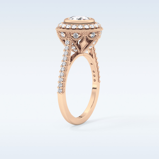 0.84 CT Halo & Pave Engagement Ring Featuring Round Moissanite