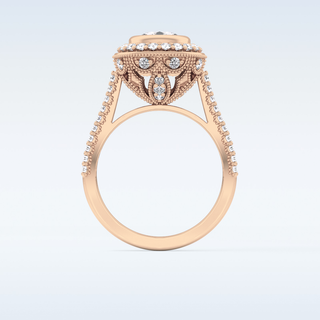 0.84 CT Halo & Pave Engagement Ring Featuring Round Moissanite