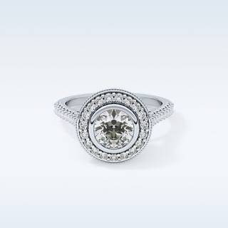 0.84 CT Halo & Pave Engagement Ring Featuring Round Moissanite