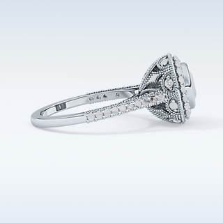 0.84 CT Halo & Pave Engagement Ring Featuring Round Moissanite
