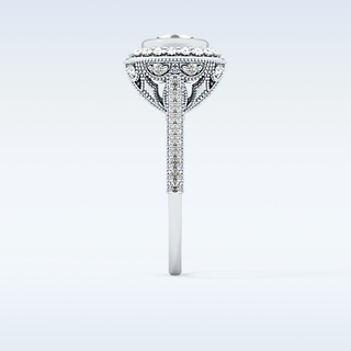 0.84 CT Halo & Pave Engagement Ring Featuring Round Moissanite