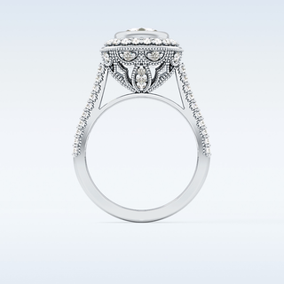 0.84 CT Halo & Pave Engagement Ring Featuring Round Moissanite