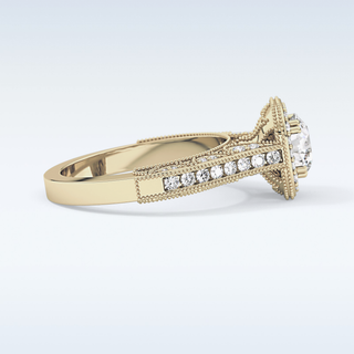 1.05 CT Halo & Pave Engagement Ring Featuring Round Moissanite